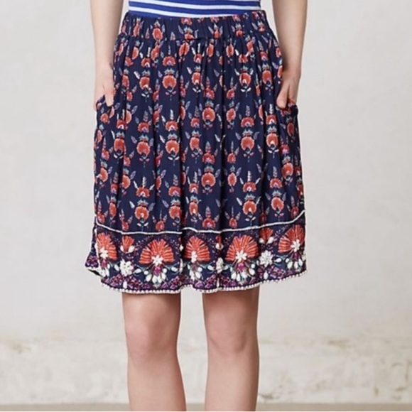 Anthropologie MAEVE Adela blue skirt beaded sequins lined midi Medium - Picture 7 of 17
